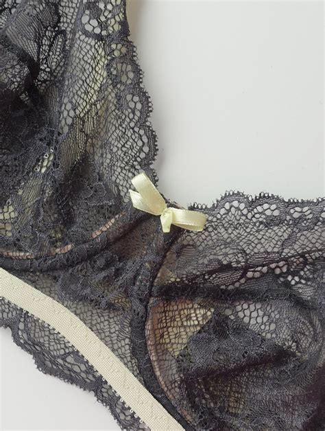 Lace Lingerie Set Gray Lace Bra And Panties Set Sexy Sheer Etsy