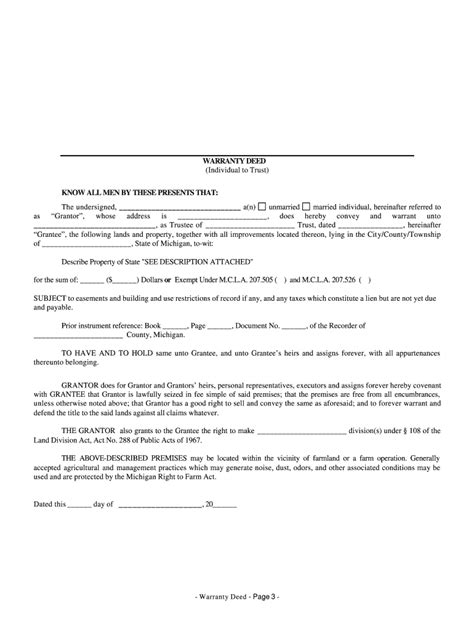 Warranty Deed Michigan Pdf Fill Out And Sign Online Dochub