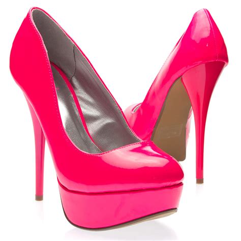 Womens Shoes Neon Pink Classic Round Toe High Heel Platform Stiletto