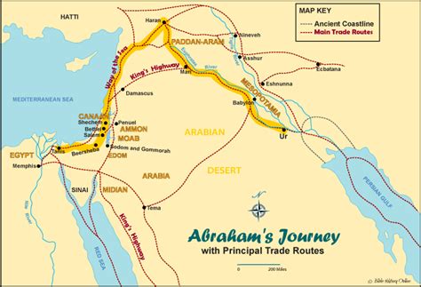 Map Of Abrahams Journey With Trade Routes Bible History Online