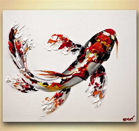 Canvas Art Stretched Embellished And Ready To Hang Print Koi Fish