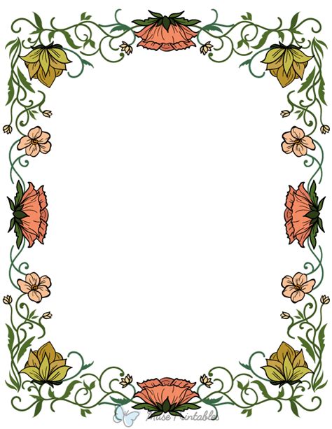 Printable Floral Art Nouveau Page Border