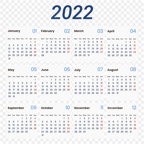 2022 Png 2022 Png Calendrier 2022 Png Date Png Et Vecteur Pour