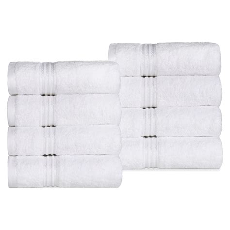 Superior Derry Solid Egyptian Cotton 8 Piece Hand Towel Set White