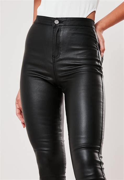 Missguided Black Vice High Waisted Coated Skinny Jeans In 2020