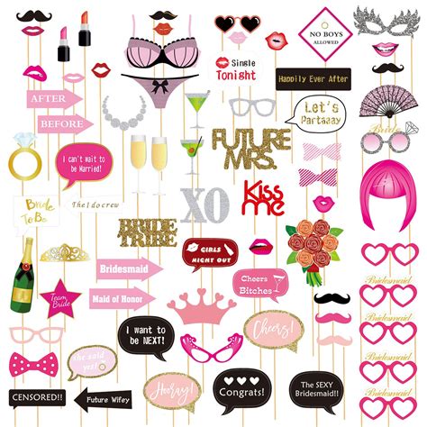 72 Pack Bachelorette Party Photo Booth Props Bridal Party Props Selfie Props Funny Prop