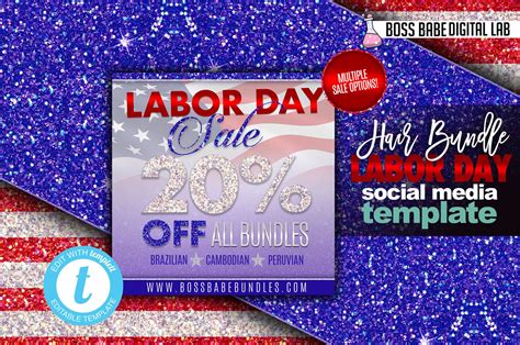 Labor Day Hair Bundle Sale Template Hair Bundles Flyer - Etsy