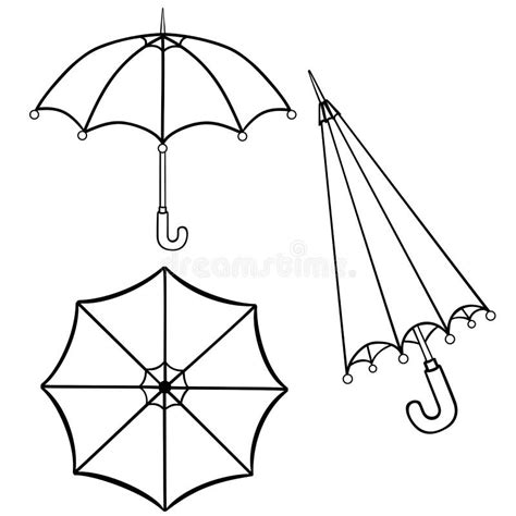 Umbrellas Line Drawing Black And White Stock Vector Illustration Of