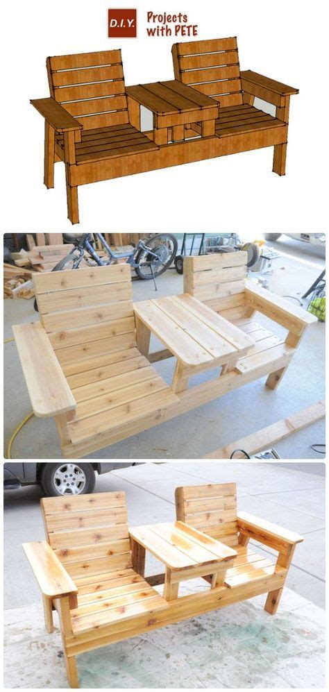 This bench can be completed in a weekend and costs between $100 and $500 to build, depending on your choice of wood. DIY Double Chair Bench with Table Free Plans Instructions ...