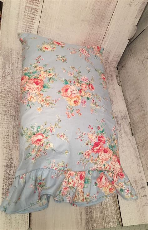 Blue Floral Shabby Chic Pillowcase Bedding Pillowcases Etsy