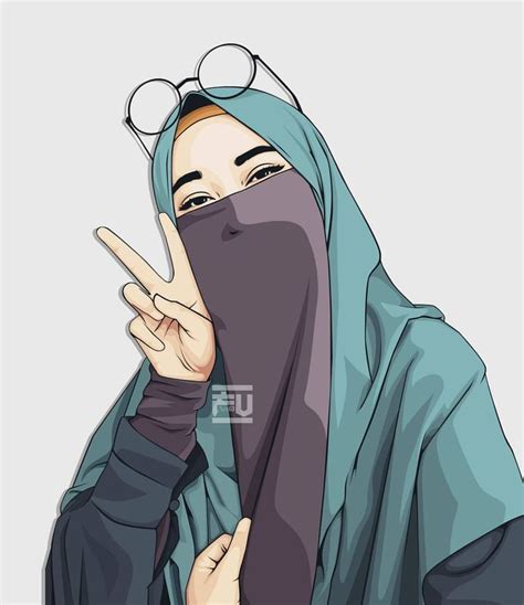 Vector Hijab Niqab Anime Muslim Hijab Cartoon Anime Muslimah