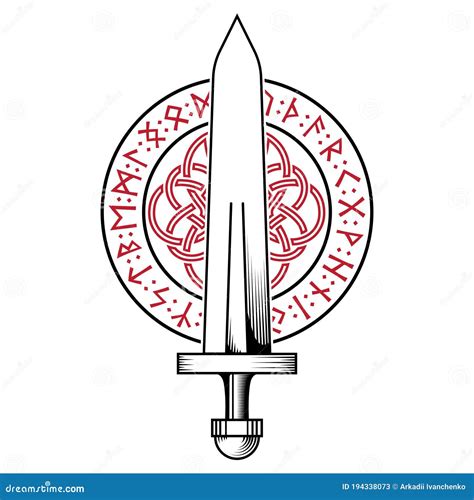 Viking Design Viking Sword In A Circle From Ancient Scandinavian Runes