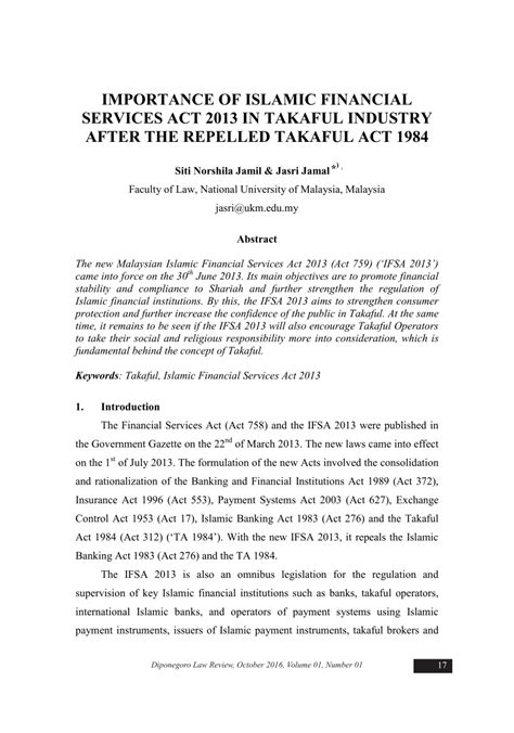The financial services act 2013 (malay: (PDF) IMPORTANCE OF ISLAMIC FINANCIAL SERVICES ACT 2013 IN ...