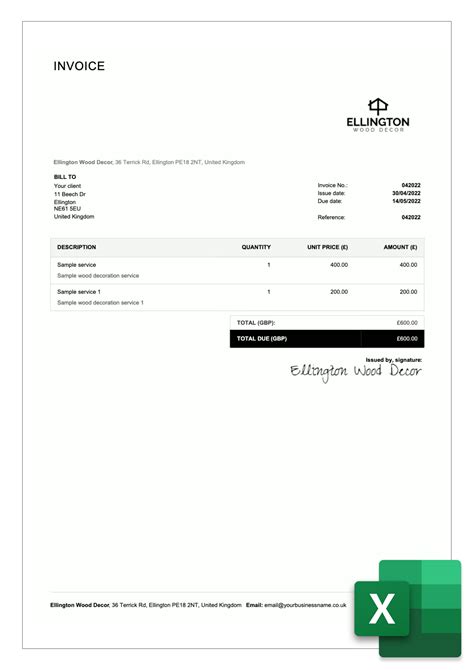 Free Excel Invoice Template Crack