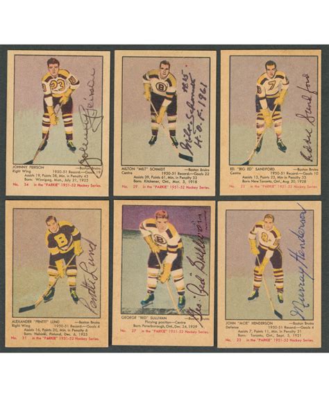 Lot Detail 1951 52 And 1952 53 Parkhurst Hockey Boston Bruins Signed