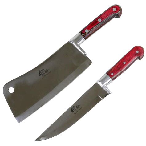 theboneedge 2 pc chef s choice cooking kitchen cleaver knife set stainless steel