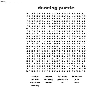 9 Dance Word Search Puzzles