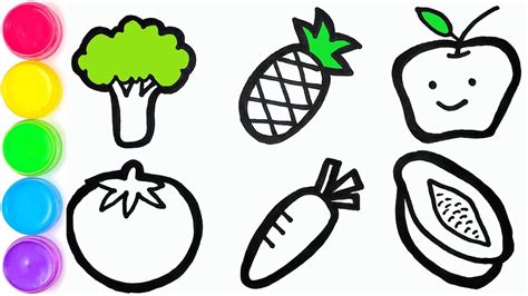 Super Easy Drawing How To Draw Fruits And Vegetables Easy For