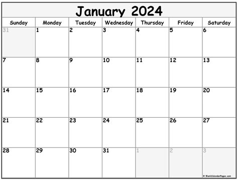 January 2024 Calendar Free Printable
