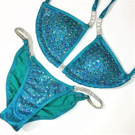 Bright Blue Competition Bikini Moderate Bottoms Perfect For First