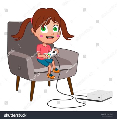 Girl Playing Video Games Stock Vector Royalty Free 734794867