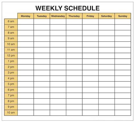 weekly calendar template  weekly calendar