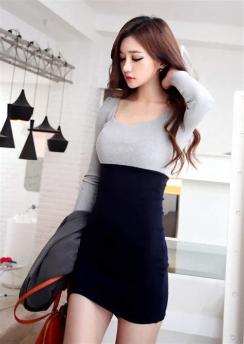 2015new Style Woman Sex Dresses Girls Long Party Dress Ladys Office Clothes Blackandgray Dress