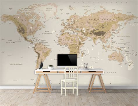 Map Wallpaper Self Adhesive Peel And Stick Removable Soft Brown