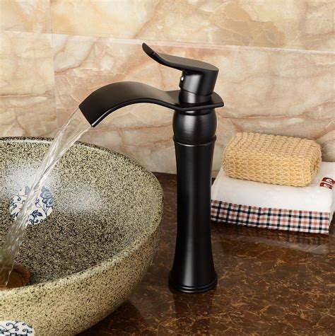 Bathroom bath basin kitchen faucet mixer tap wall mount stainless black chrome brass hot and cold water single handle two hole. 2019 Black Waterfall Bathroom Sink Faucet Oil Rubbed ...