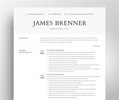 Minimalist Cv Template Professional Resume Template Word Simple And