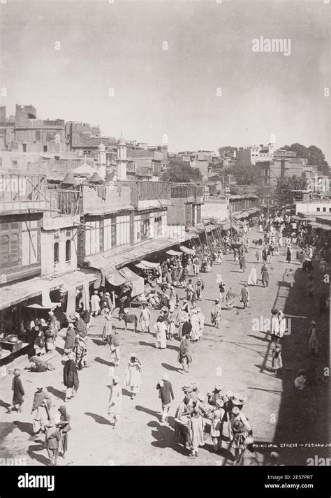 19th Century Vintage Photograph Principal Street Peshawar India Now