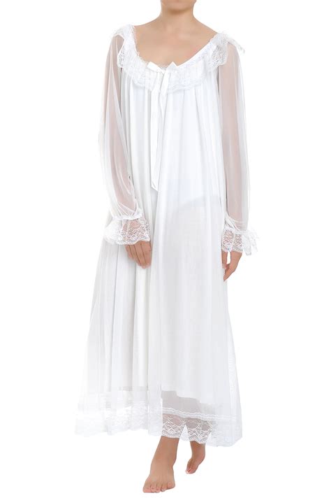 latuza women s long sheer vintage victorian nightgown with sleeves