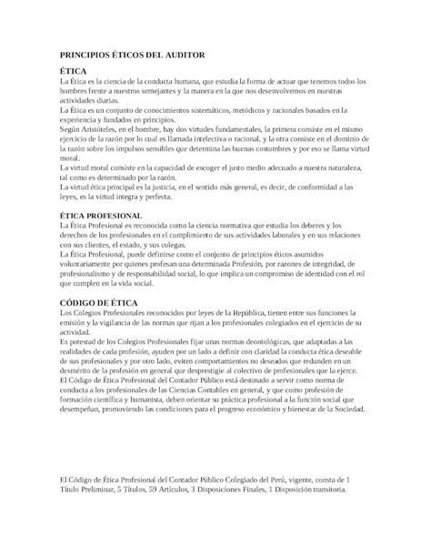 Docx Principios Éticos Del Auditordocx Dokumentips