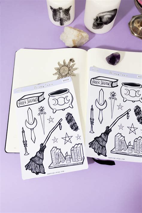 Witchy Stickers For Planners Grimoire Book Of Shadows Etsy Grimoire