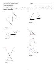Use the ratio of areas to determine missing information for similar triangles 4. 1.5.17_Similar_Triangles_AASSS_and_SAS_theorem.pdf - Kuta Software Infinite Geometry Name ...