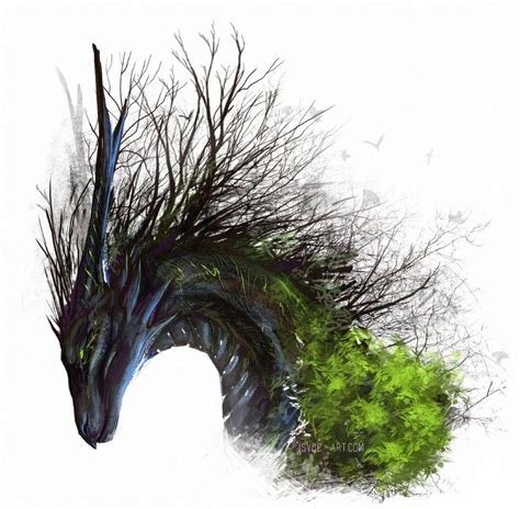 Beautiful Fantasy Tree Dragon Art By Isvoc Drachen