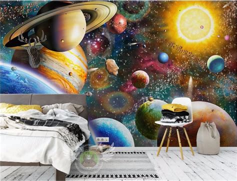 Custom Photo 3d Wallpaper Non Woven Mural Space Universe Childrens