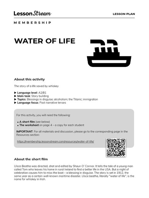 Water Of Life About This Activity Pdf Storytelling