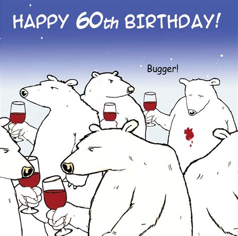 Buy Twizler Funny Birthday Card With Polar Bear And Wine 60th