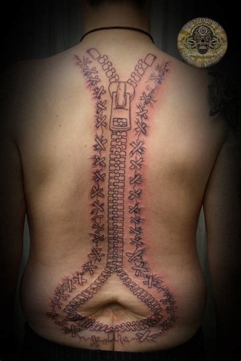 Zipper Backp Session Tat By Face Tattoo On DeviantART Back Tattoos For Guys Tattoos For