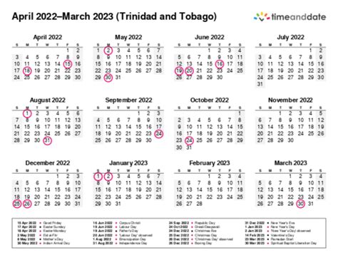 Printable Calendar 2022 For Trinidad And Tobago Pdf