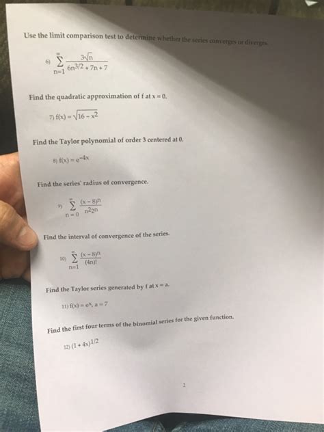 In both cases, the test works by comparing the given series or integral to one whose convergence properties are known. Solved: Use The Limit Comparison Test To Determine Whether... | Chegg.com