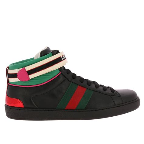 Gucci New Ace Sneakers In Soft Leather With Web Bands In Nylon