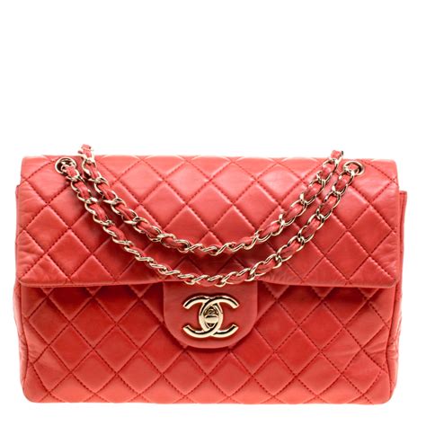 Chanel Red Quilted Leather Maxi Jumbo Xl Classic Flap Bag Chanel The