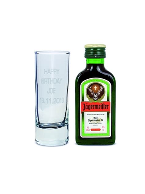 Personalised Shot Glass And Miniature Jagermeister Text Only