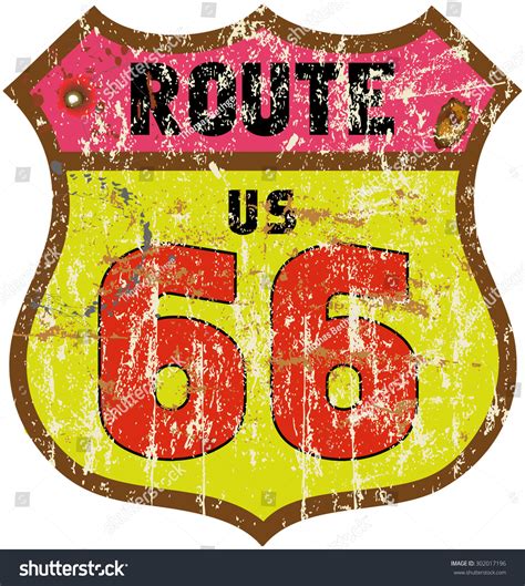 Route Sixty Six Road Sign Fictional Design Retro Style Vector