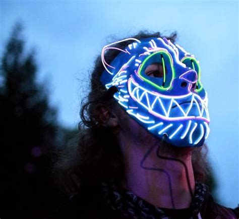 Kandi Cat Led Light Up Maskel Wirebeadedburning Manedmrave Mask