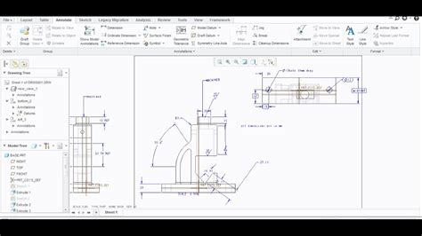 Adding Surface Finish Symbol And Note In Creo Parametric Youtube