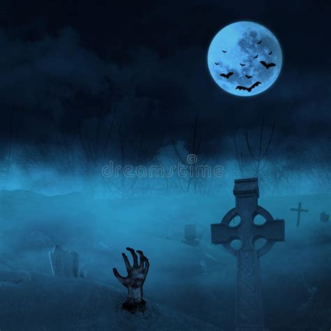 Cemetery With Zombies And Gravestones Stock Illustration Illustration