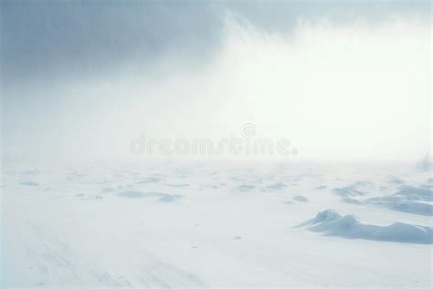 Snow Dunes Panorama During Blizzard White And Empty Frozen Scenic